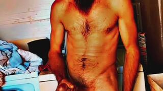 Morning Laundry Naked Jackoff and Cum