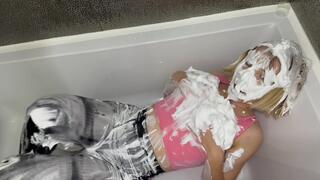 Messy with Shaving Foam! And Then Wet!