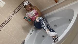 Shaving foam! Tight Top and Skinny Jeans!