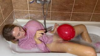 Wet in Pajamas with Balloons! Then Undress!