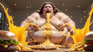 SSBBW Bondage Vomit Humiliation - Stuffed Until She Explodes