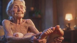 Beautiful Big Wrinkled Feet Oiled Up - Oil Dripping From Toes Sensual Massage
