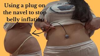 Using a plug on the navel to stop belly inflation