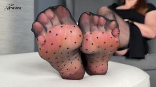 Jerk off hard to my fragrant soles! - Pantyhose Dominaton with Foot Worship and Jerk Off Instruction with Miss Adrastea