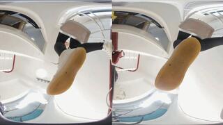 3D QINGQING sports shoes trampling on human-shaped carpet from a point of view (POV)