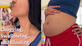 Up Close Throat Swallowing and Belly Bloat