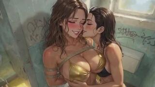 Sexy bondage toilet fun