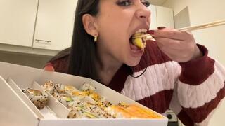 Eating sushi until I explode