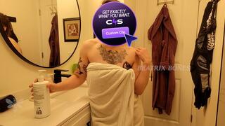 Beatrix Bones Destroys Your Nuts On The Bathroom Counter - Ballbusting, CBT Fantasy, Bondage, Role Play, Voyeur Caught and Punished, Talking To The Camera, Custom Clips
