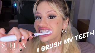 Teeth Brushing Fetish Closeup – Stella Fatale French Open Mouth Gargle & Spit Play