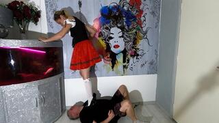 German Girl Trampling In Black Platform Heels (4K)