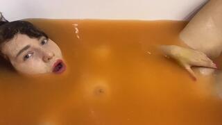 Jerking off in Orange Slime! Make Bubbles!