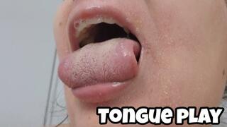 Tongue & Mouth Play Close Up - Long Tongue Wiggling Chubby Girl