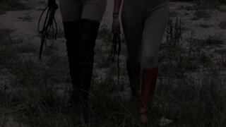Kalinda and Kahina train their human pony