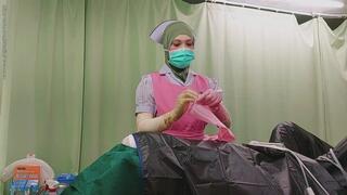 Intern Nurse in White Student Uniform - Automatic Milking & Handjob Practice