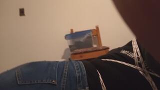 Selfbondage amateur crossdresser in dolor denin shorts