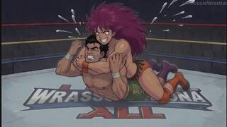 Mixed wrestling cartoon style AI: Barbra vs Logan part 1 FHD
