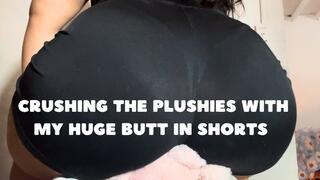 CRUSHING THE PLUSHIES WITH MY HUGE BUTT IN SHORTS