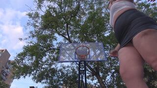 Tall girl basketball player