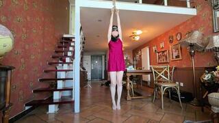 BC30-Asian girls' tiptoeing restraints, suspension, and struggles