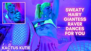 sweaty hairy giantess raver dances for you