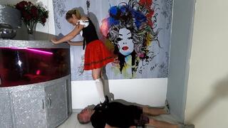 German Girl Trampling In Black Platform Mary Jane Heels