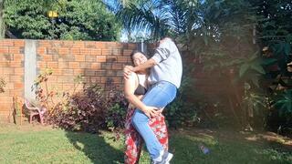 Lifting and carrying the thin girl