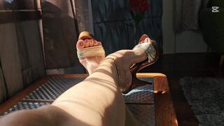 Milah trying several sexy high heel mules