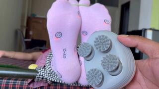 Beautiful Indian Wife in Pink Socks vs The Tickle Massager