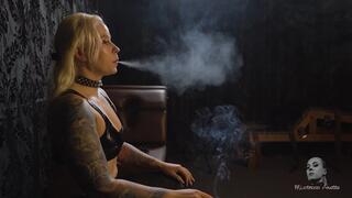 Smoking Anette and swirling puffs 4K MP4
