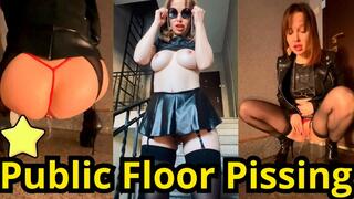 Desperate MILF Pisses on the Floor in the Hallway