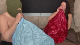 Bob and LORY inflated and tore two Mylar balloons b