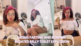 Eating Farting and Burping in the Hotel Room Bloated Belly Gassy Toilet Explosion & Shower
