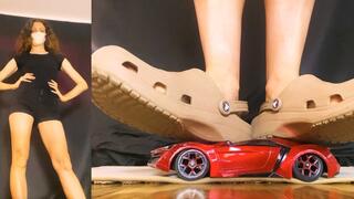 5'11 Goddess Crushing Red Toy Car in Crocs