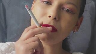 Elegant Red Lipstick Smoking Session | Smoke Tricks & Classy Vibes