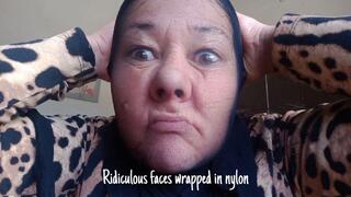 Ridiculous faces wrapped in nylon
