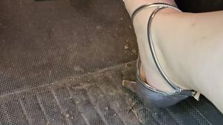 I get my car stuck in the mud!! The video starts out showing a view from outside the car showing the wheels spinning, then switches to show me working the pedals trying to get unstuck!!!
