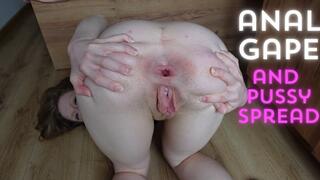 Anal gape and pussy spreading