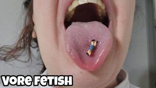 Vore Fetish - Sucking Tiny Man into Mouth Giantess Play
