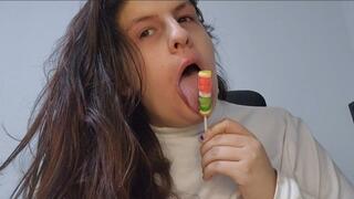 Lollipop Sucking & Licking - Sensual Mouth Play Chubby Latina