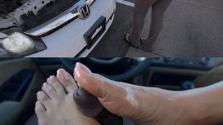 Car Salesman Gives Monica Merlot a Discount In Exchange For A Footjob. - POV Footjob - Latina feet - Public Foot Fetish