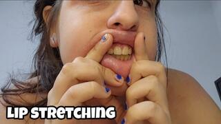 Extreme Lip Stretching Close Up - Mouth Lips Pulling Chubby Girl
