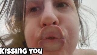 Kissing Through Glass Table - Squished Face & Deformed Lips POV