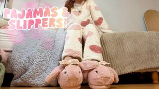 New Pink Pajamas and Slippers Try On! They're so cute to be real