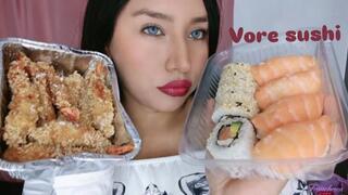 Close-up sushi eating