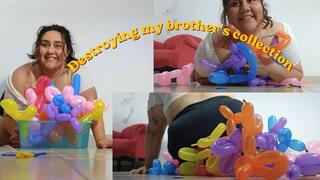 Destroying and crushing my brother's balloons
