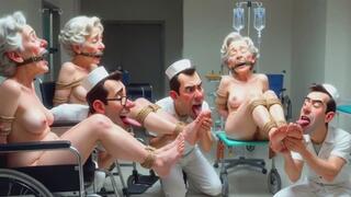Pathetic Men Licking Wrinkled Feet of Elderly Women