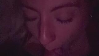 Hair up blowjob
