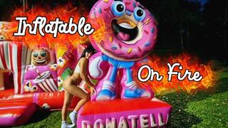 Totally naked, Jumping and Riding a Giant Inflatable