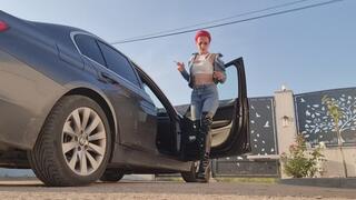 Chain Smoking in Tight Jeans & Leather Boots – Provocative Carside Tease